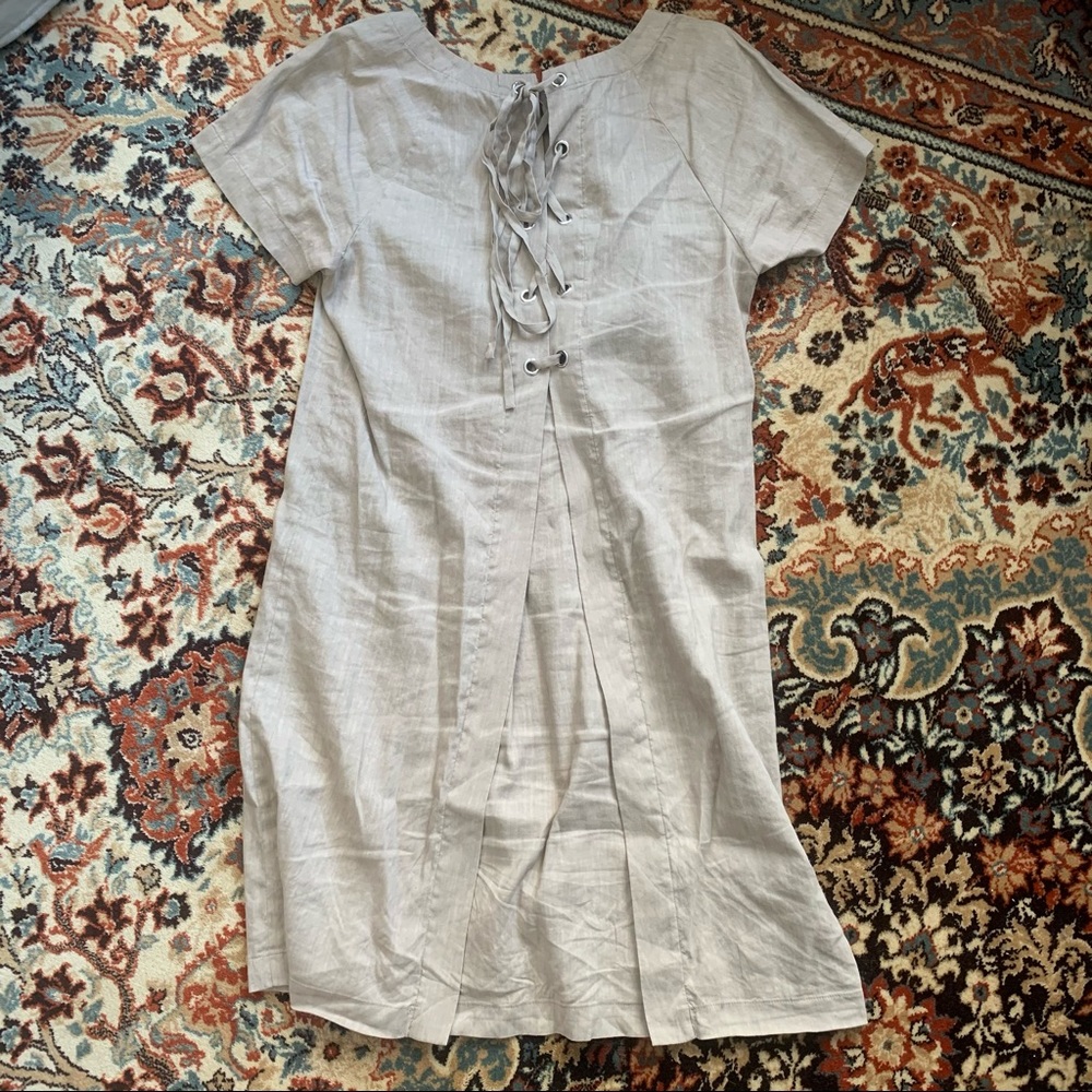 Theory Laced Back Stretch Linen Dress